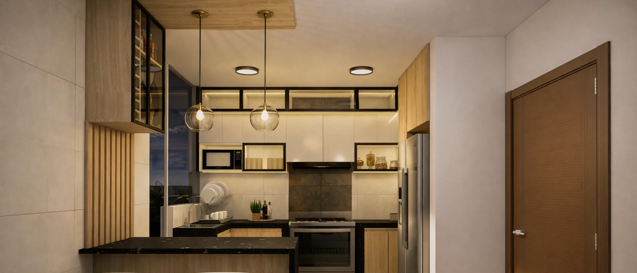 Cocina lineal moderna a medida fabricada por Dacor Luna